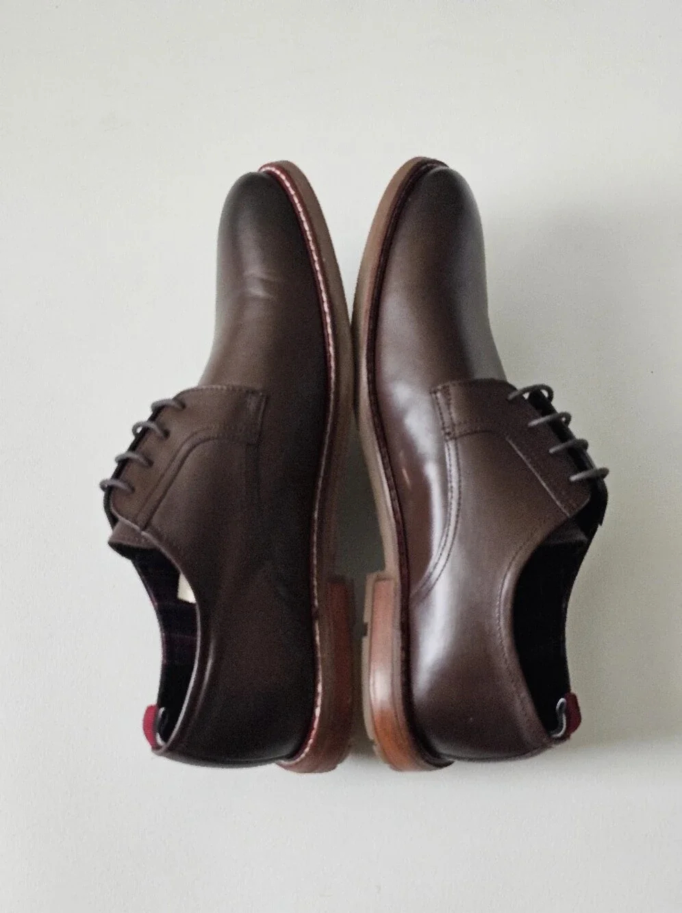 Ben Sherman Brent Plain Toe Leather Derby Dress Shoes Dark Brown Men's US 13 NWT